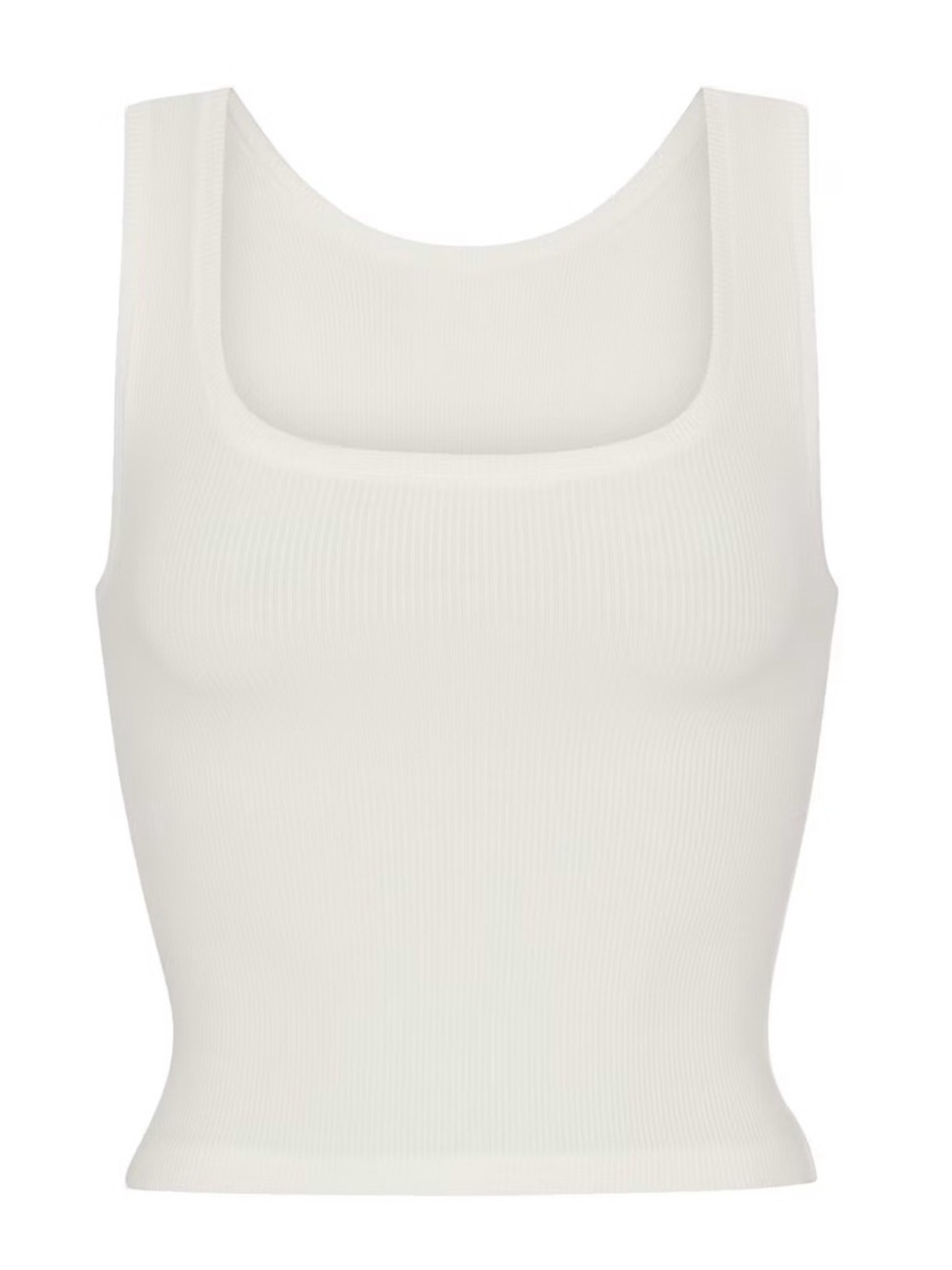 SKIMS Cotton Ribbed Square Neck Tank Top in Marble/Off-White Size Large